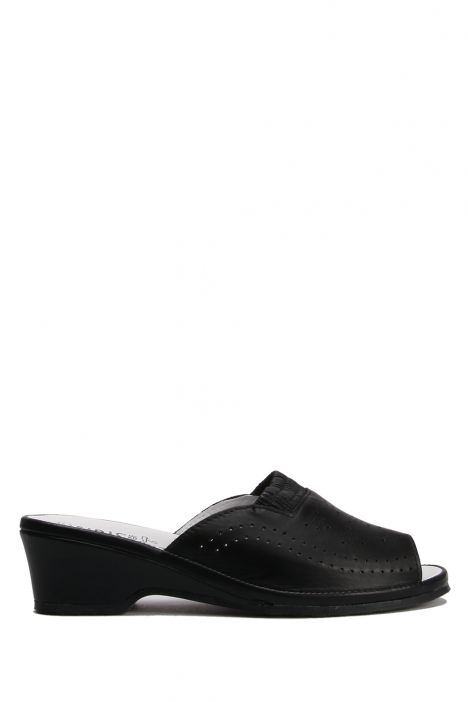 Janina Ac-Kifidis Kadın Anatomik Deri Terlik 35-42 Siyah/Black 738