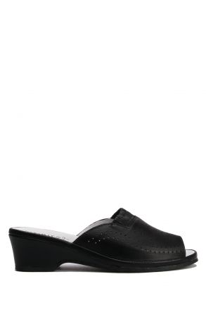 Janina Ac-Kifidis Kadın Anatomik Deri Terlik 35-42 Siyah/Black 738