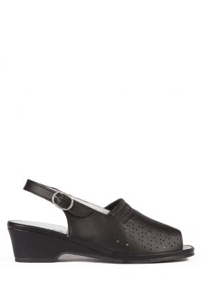 Jatina Ac-Kifidis Kadın Anatomik Deri Sandalet 35-42 Siyah/Black 738