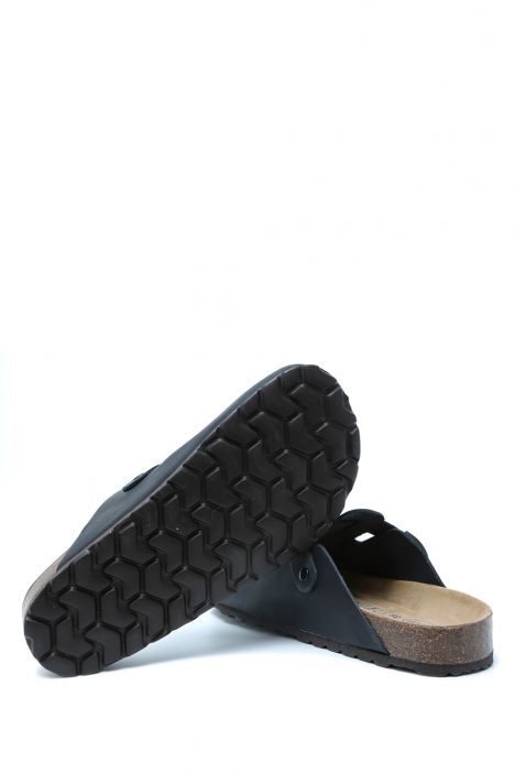 K00863DK Kifidis Soft Step Kadın Deri  Sabo Mantar Terlik 36-41 Siyah/Black