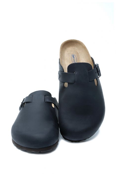 K00863DK Kifidis Soft Step Kadın Deri  Sabo Mantar Terlik 36-41 Siyah/Black