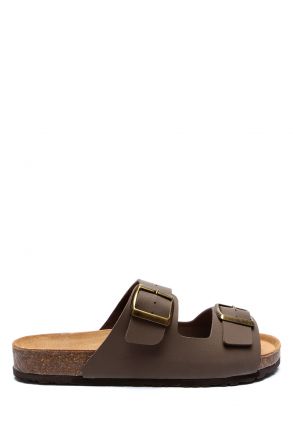 K0765SE Kifidis Soft Step Erkek Çift Bantlı Mantar Terlik 40-46 Koyu Vizon - 010