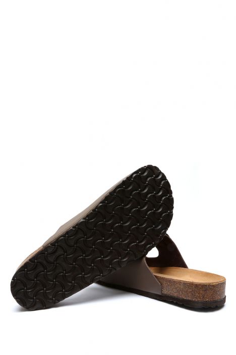 K0765SE Kifidis Soft Step Erkek Çift Bantlı Mantar Terlik 40-46 Koyu Vizon - 010