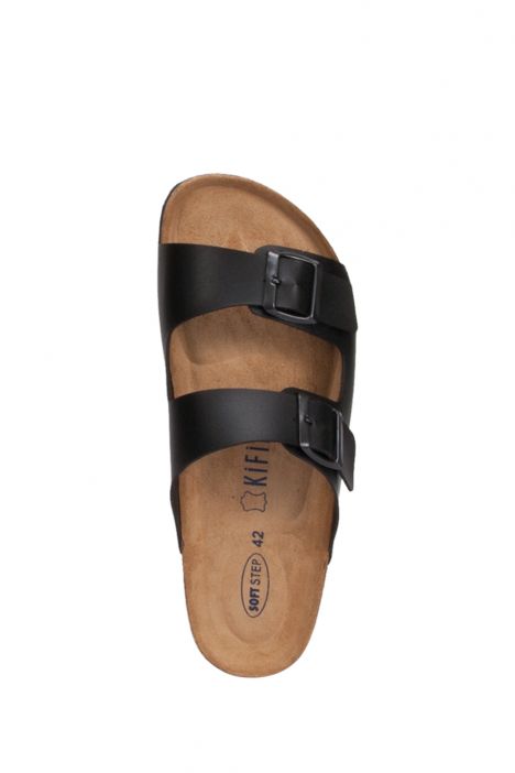 K0765SE Kifidis Soft Step Erkek Çift Bantlı Mantar Terlik 40-46 Siyah - 001
