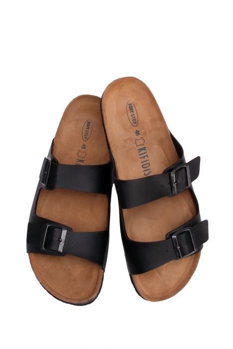 K0765SE Kifidis Soft Step Erkek Çift Bantlı Mantar Terlik 40-46 Siyah - 001