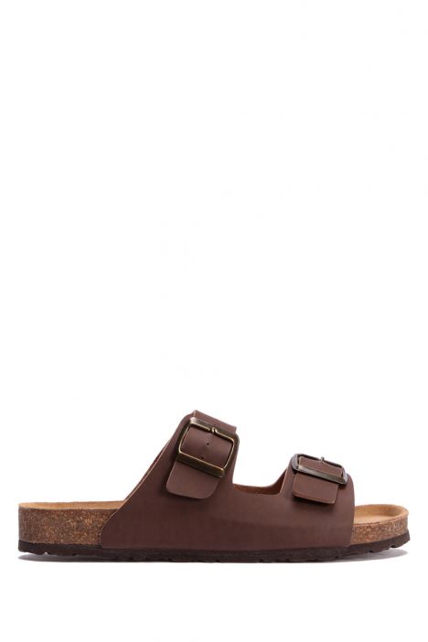 K0765SE Kifidis Soft Step Erkek Çift Bantlı Mantar Terlik 40-46 Kahve - 012