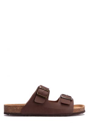 K0765SE Kifidis Soft Step Erkek Çift Bantlı Mantar Terlik 40-46 Kahve - 012