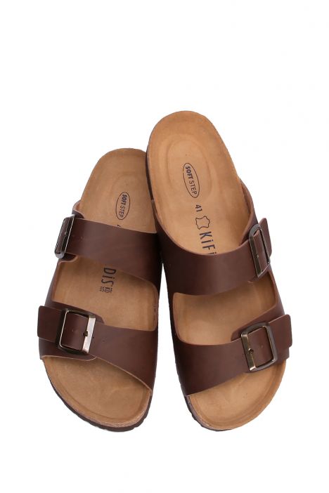 K0765SE Kifidis Soft Step Erkek Çift Bantlı Mantar Terlik 40-46 Kahve - 012