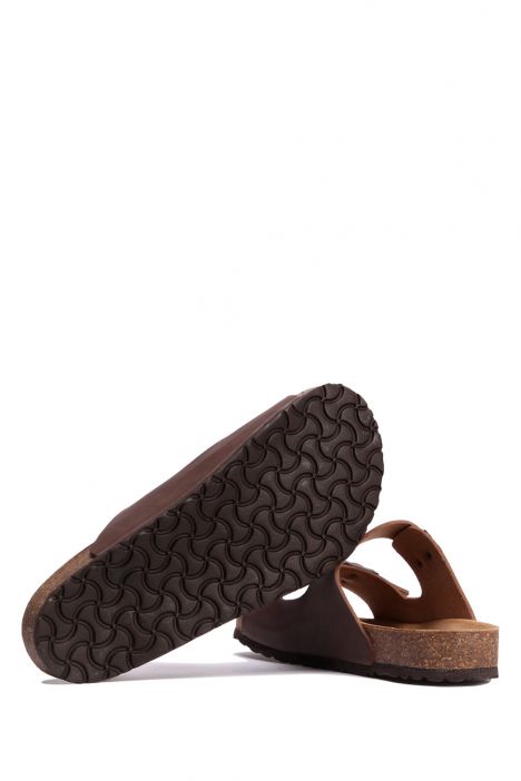 K0765SE Kifidis Soft Step Erkek Çift Bantlı Mantar Terlik 40-46 Kahve - 012