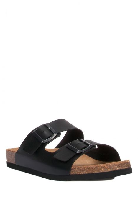 K0765SE Kifidis Soft Step Erkek Çift Bantlı Mantar Terlik 40-46 Mat Siyah - 006