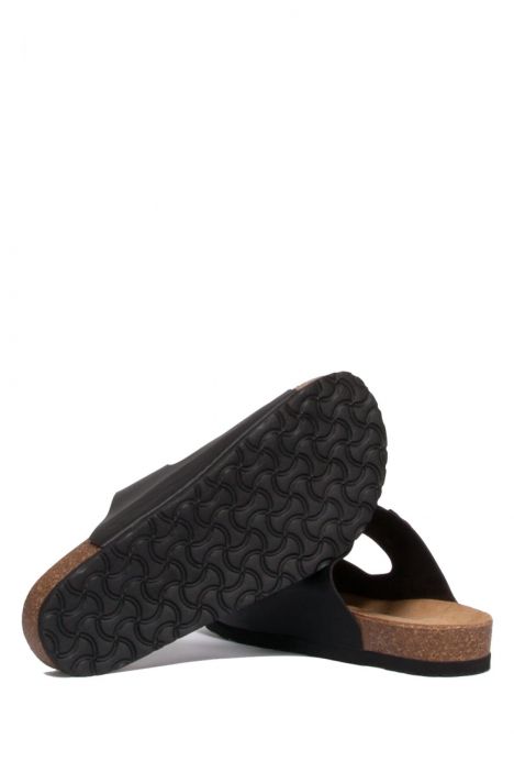 K0765SE Kifidis Soft Step Erkek Çift Bantlı Mantar Terlik 40-46 Mat Siyah - 006