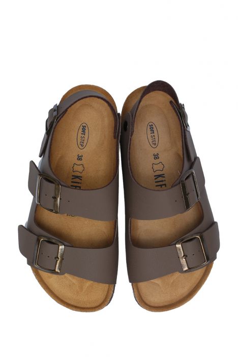 K10233SK Kifidis Soft Step Kadın Mantar Çift Bant Sandalet 36-40 Koyu Vizon - 010