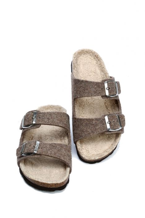 K10260KK Kifidis Soft Step Kadın Keçe Mantar Terlik 36-41 Kahverengi/05 Brown