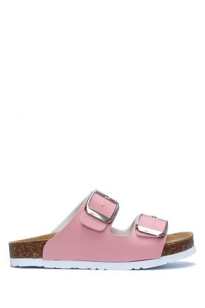 K10260SÇ Kifidis-Kids Çocuk Çift Bantlı Mantar Terlik 24-35 Pembe - 036