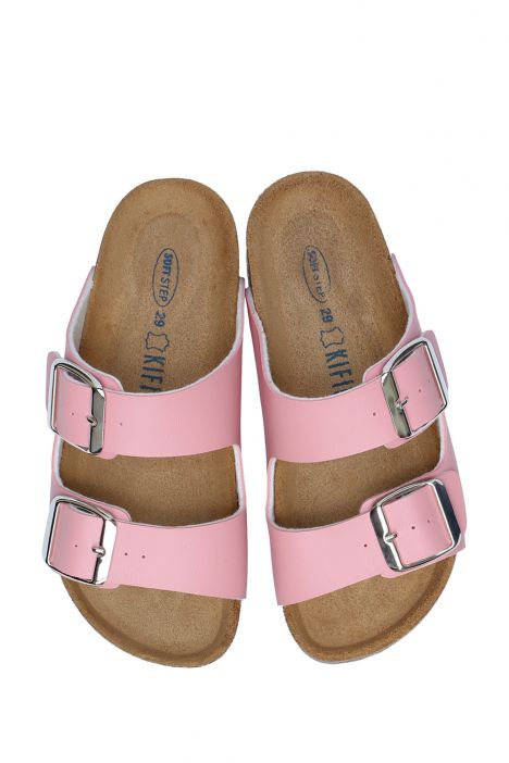 K10260SÇ Kifidis-Kids Çocuk Çift Bantlı Mantar Terlik 24-35 Pembe - 036