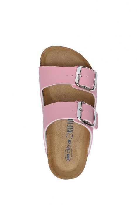 K10260SÇ Kifidis-Kids Çocuk Çift Bantlı Mantar Terlik 24-35 Pembe - 036