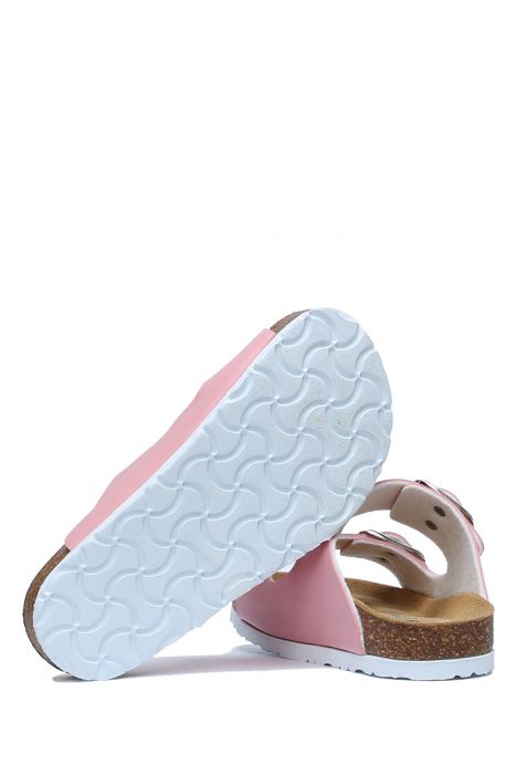 K10260SÇ Kifidis-Kids Çocuk Çift Bantlı Mantar Terlik 24-35 Pembe - 036
