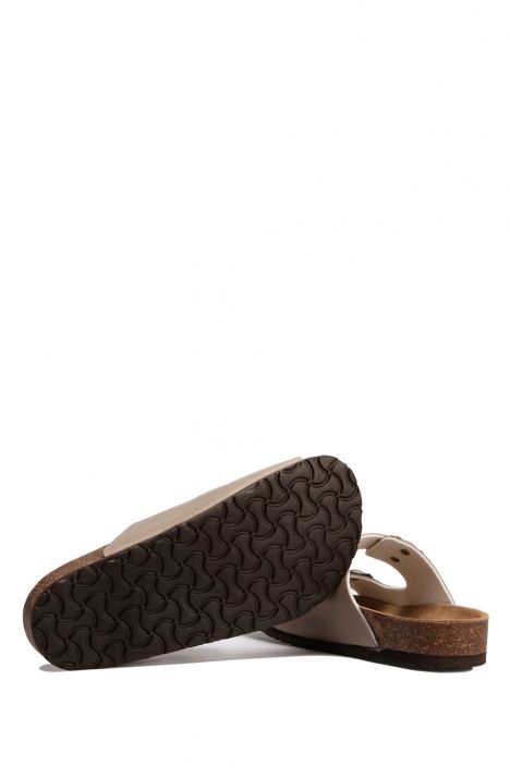 K10260SK Kifidis Soft Step Kadın Çift Bantlı  Mantar Terlik 36-41 Vizon - 014
