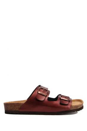 K10260SK Kifidis Soft Step Kadın Çift Bantlı  Mantar Terlik 36-41 Koyu Bordo - 022
