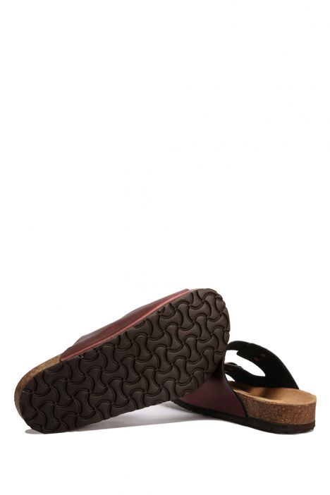 K10260SK Kifidis Soft Step Kadın Çift Bantlı  Mantar Terlik 36-41 Koyu Bordo - 022