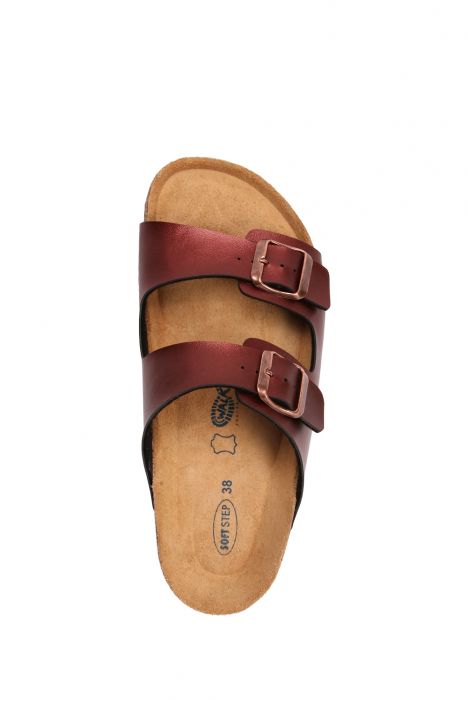 K10260SK Kifidis Soft Step Kadın Çift Bantlı  Mantar Terlik 36-41 Koyu Bordo - 022