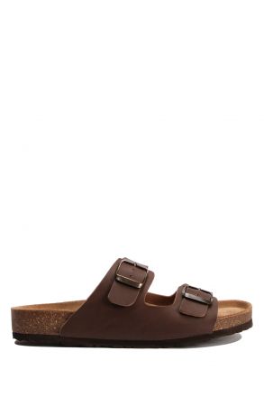 K10260SK Kifidis Soft Step Kadın Çift Bantlı  Mantar Terlik 36-41 Mat Kahve - 012