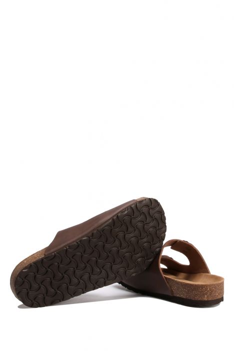 K10260SK Kifidis Soft Step Kadın Çift Bantlı  Mantar Terlik 36-41 Mat Kahve - 012