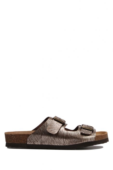 K10260SK Kifidis Soft Step Kadın Çift Bantlı  Mantar Terlik 36-41 KAHVE
