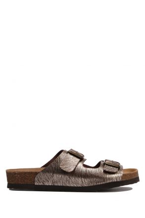 K10260SK Kifidis Soft Step Kadın Çift Bantlı  Mantar Terlik 36-41 KAHVE