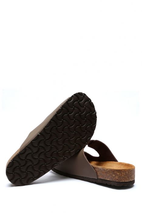 K10260SK Kifidis Soft Step Kadın Çift Bantlı  Mantar Terlik 36-41 Koyu Vizon - 010