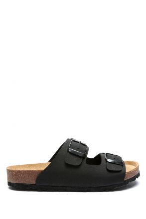 K10260SK Kifidis Soft Step Kadın Çift Bantlı  Mantar Terlik 36-41 Mat Siyah - 006
