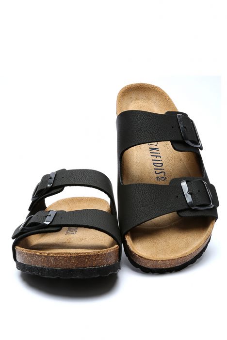 K10260SK Kifidis Soft Step Kadın Çift Bantlı  Mantar Terlik 36-41 Mat Siyah - 006