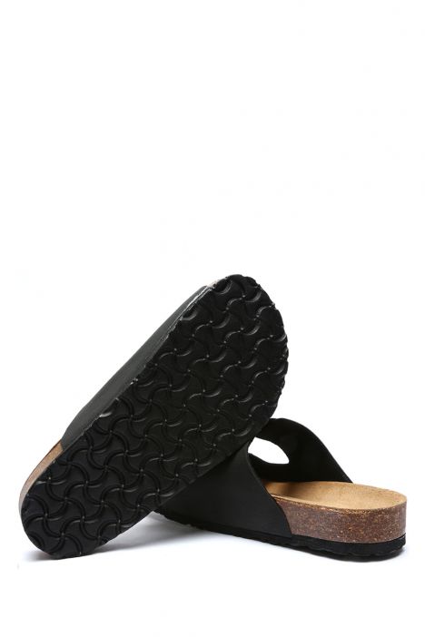 K10260SK Kifidis Soft Step Kadın Çift Bantlı  Mantar Terlik 36-41 Mat Siyah - 006