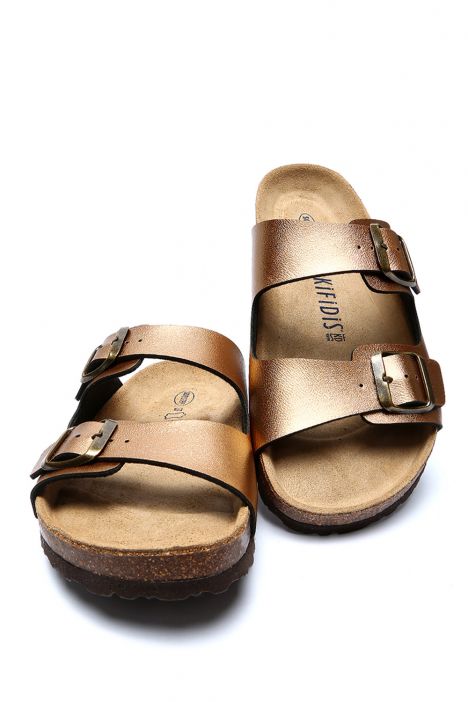 K10260SK Kifidis Soft Step Kadın Çift Bantlı  Mantar Terlik 36-41 Bronz - 020