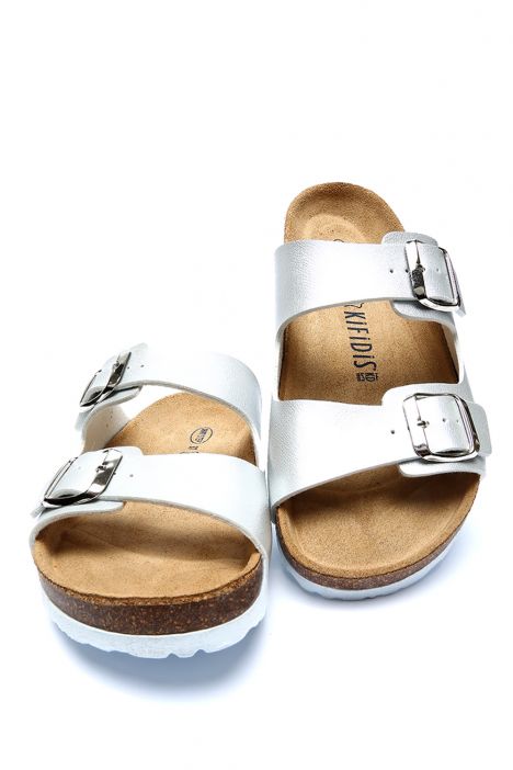K10260SK Kifidis Soft Step Kadın Çift Bantlı  Mantar Terlik 36-41 Lame - 054