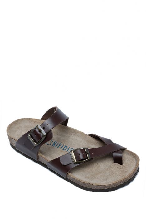 K10261DK Kifidis Soft Step Kadın Deri Mantar Terlik 36-41 Koyu Kahve Deri