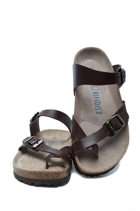 K10261DK Kifidis Soft Step Kadın Deri Mantar Terlik 36-41 Koyu Kahve Deri
