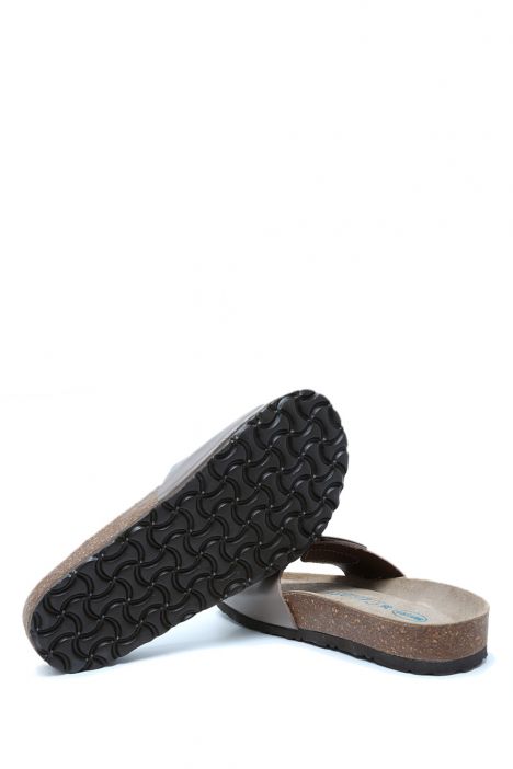 K10280DK Kifidis Soft Step Kadın Deri Mantar Terlik 36-41 Koyu Vizon Deri
