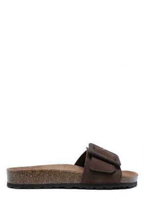 K13664 Kifidis Soft Step Kadın Tek Bantlı Mantar Terlik 36-41 Castagna/Koyu Kahve Süet