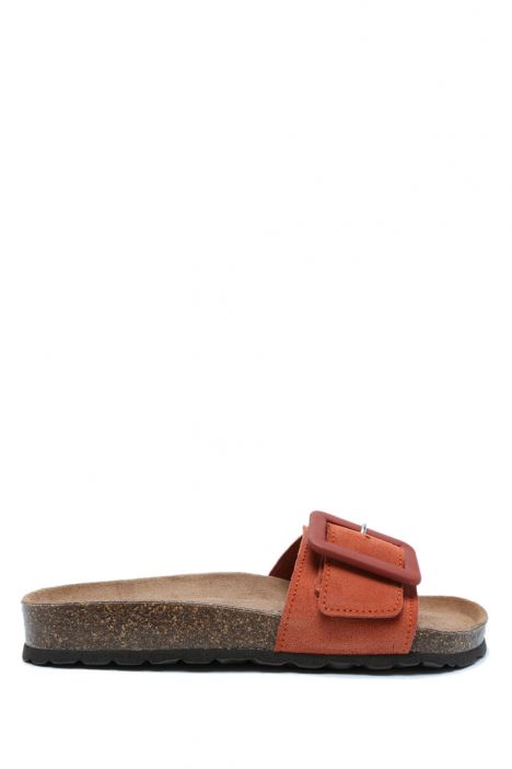 K13664 Kifidis Soft Step Kadın Tek Bantlı Mantar Terlik 36-41 Ruggine/Kiremit