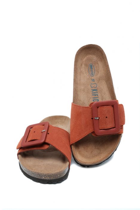 K13664 Kifidis Soft Step Kadın Tek Bantlı Mantar Terlik 36-41 Ruggine/Kiremit