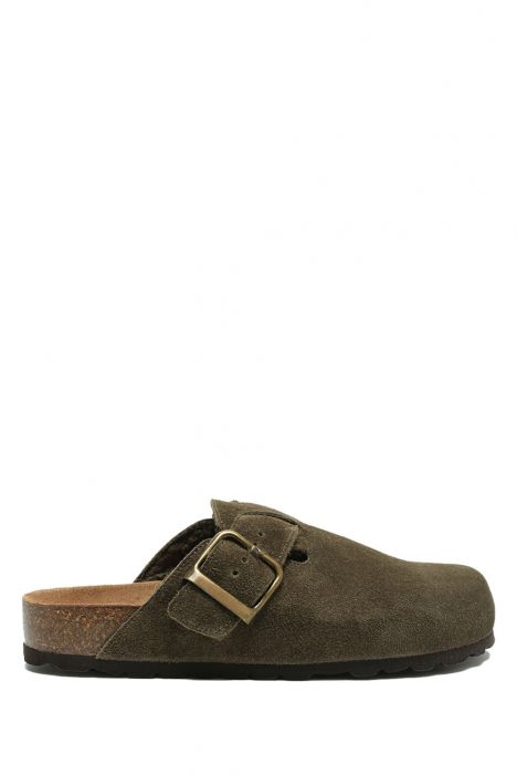 K13740SK Kifidis Soft Step Kadın Süet Deri Sabo Mantar Terlik 36-41 Orman Yeşili/Bosco 842-034
