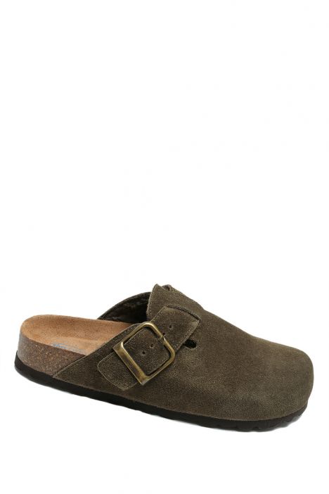 K13740SK Kifidis Soft Step Kadın Süet Deri Sabo Mantar Terlik 36-41 Orman Yeşili/Bosco 842-034