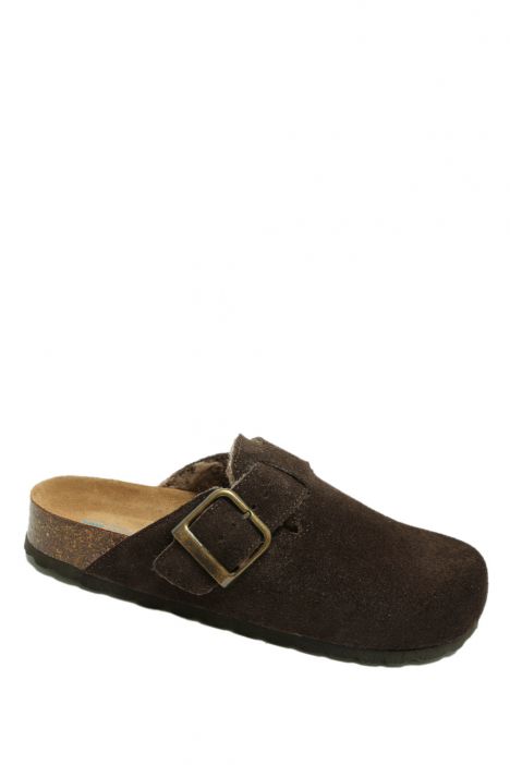 K13740SK Kifidis Soft Step Kadın Süet Deri Sabo Mantar Terlik 36-41 Koyu Kahve/Dark Brown