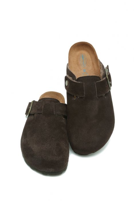 K13740SK Kifidis Soft Step Kadın Süet Deri Sabo Mantar Terlik 36-41 Koyu Kahve/Dark Brown