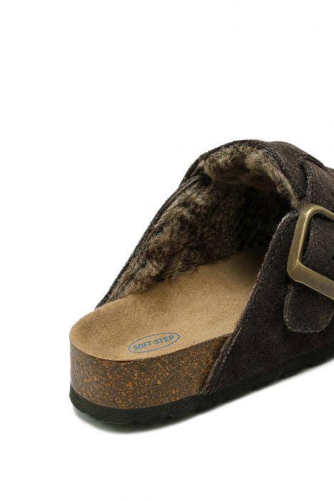 K13740SK Kifidis Soft Step Kadın Süet Deri Sabo Mantar Terlik 36-41 Koyu Kahve/Dark Brown