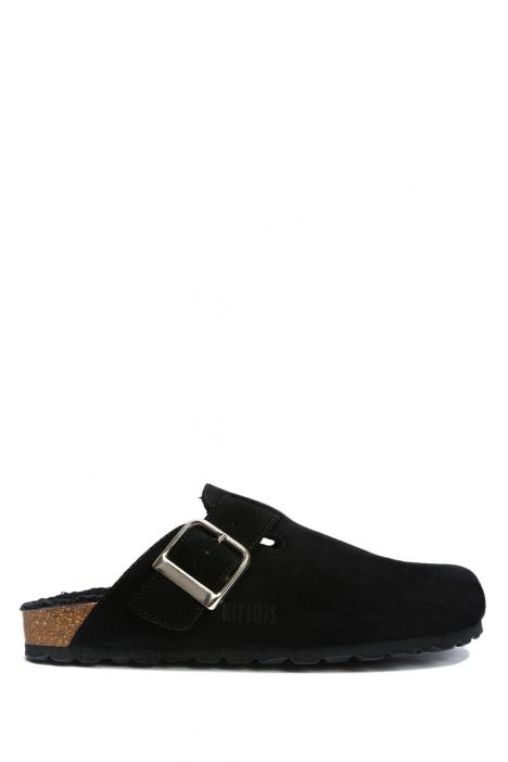 K13740SK Kifidis Soft Step Kadın Süet Deri Sabo Mantar Terlik 36-41 Siyah/Nero