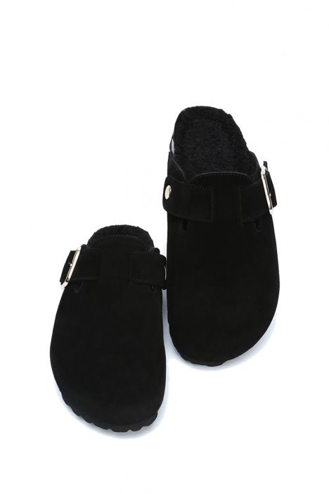 K13740SK Kifidis Soft Step Kadın Süet Deri Sabo Mantar Terlik 36-41 Siyah/Nero