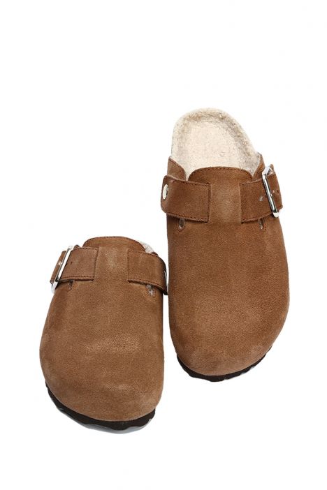 K13740SK Kifidis Soft Step Kadın Süet Deri Sabo Mantar Terlik 36-41 Kahverengi/Brown