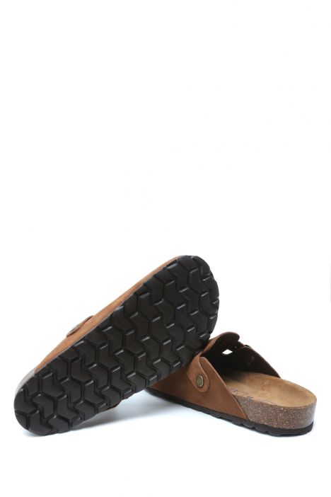 K13789SD Kifidis Soft Step Kadın Süet Deri Sabo Mantar Terlik 36-41 Açık Kahve/Light Brown